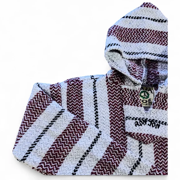 Baja Joe Mexican Baja Hoodie Unisex Size Small - Burgundy and Grey - Picture 3 of 9